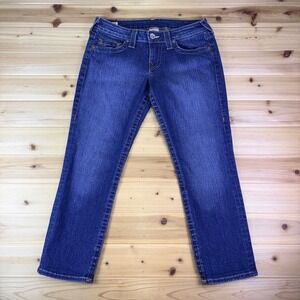 True Religion Jeans Womens 28 Lizzy Straight Leg Low Rise Crop Denim Blue Jeans